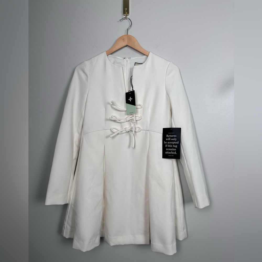 TUCKERNUCK White Crepe Blair Bow Coat Dress - Picture 6 of 11